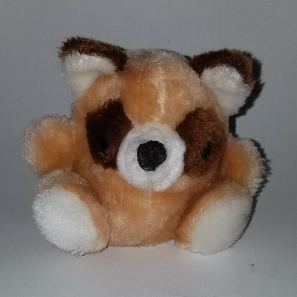VTG Rollo Russ Berrie Brown White Raccoon Plush 4.5" Stuffed Animal Toy